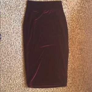 Velvet midi bodycon skirt
